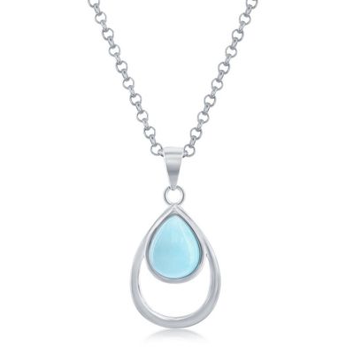 11057 LARIMAR DOUBLE PEAR SHAPE PENDANT WITH STERLING SILVER CHAIN