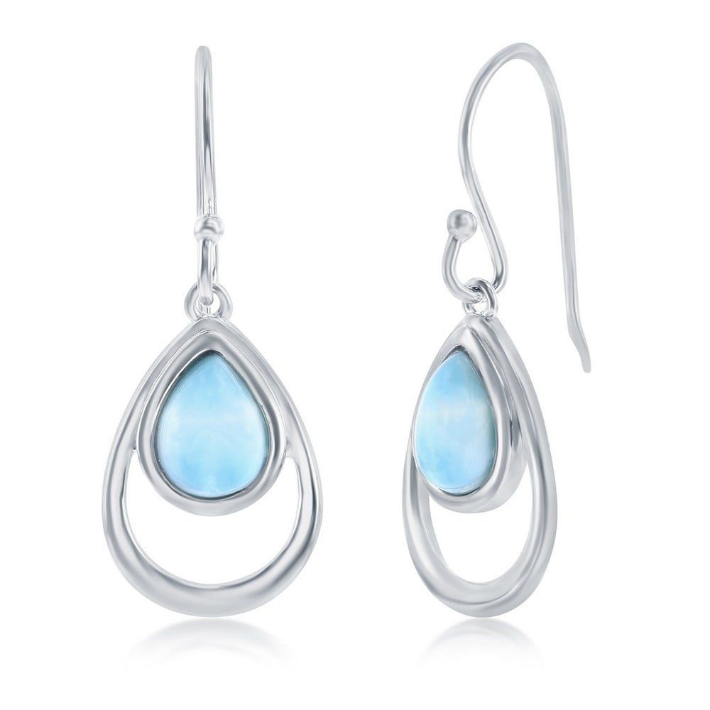 LARIMAR PEAR SHAPE DROP EARRINGS
