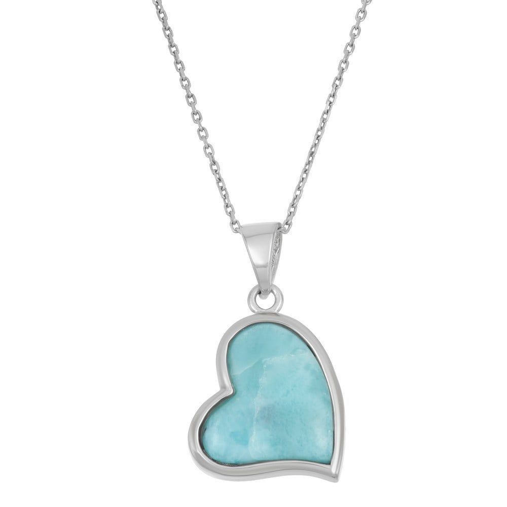 6170 LARIMAR HEART PENDANT SET SIDEWAYS STERLING SILVER