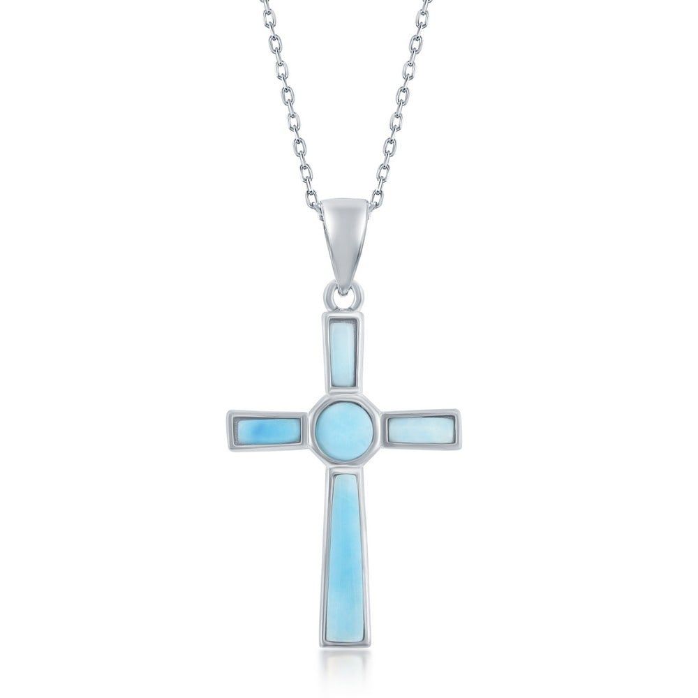 1316 LARIMAR CROSS PENDANT W/CHAIN