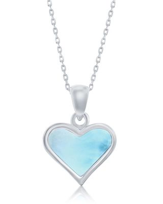 LARIMAR HEART PENDANT WITH CHAIN STERLING SILVER
