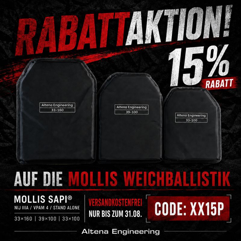 MOLLIS SAPI® Ballistische Weichschutzplatte NIJ IIIA / VPAM 4 | Stand-Alone