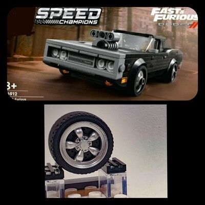 4x  Hubcaps or rims Fast &amp; Furious 1970 Dodge Charger R/T set Lego 76912
