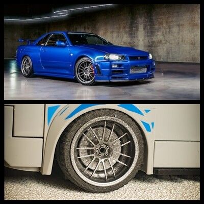 4 X RIMS Rays Volk RE30 Blue Nissan Skyline R34 GT-R Fast and Furious