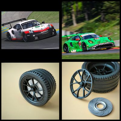 4x PORSCHE 911 RSR HUB Cap and disc set 42096/911 GT3 R REXY AO Racing SET 42224