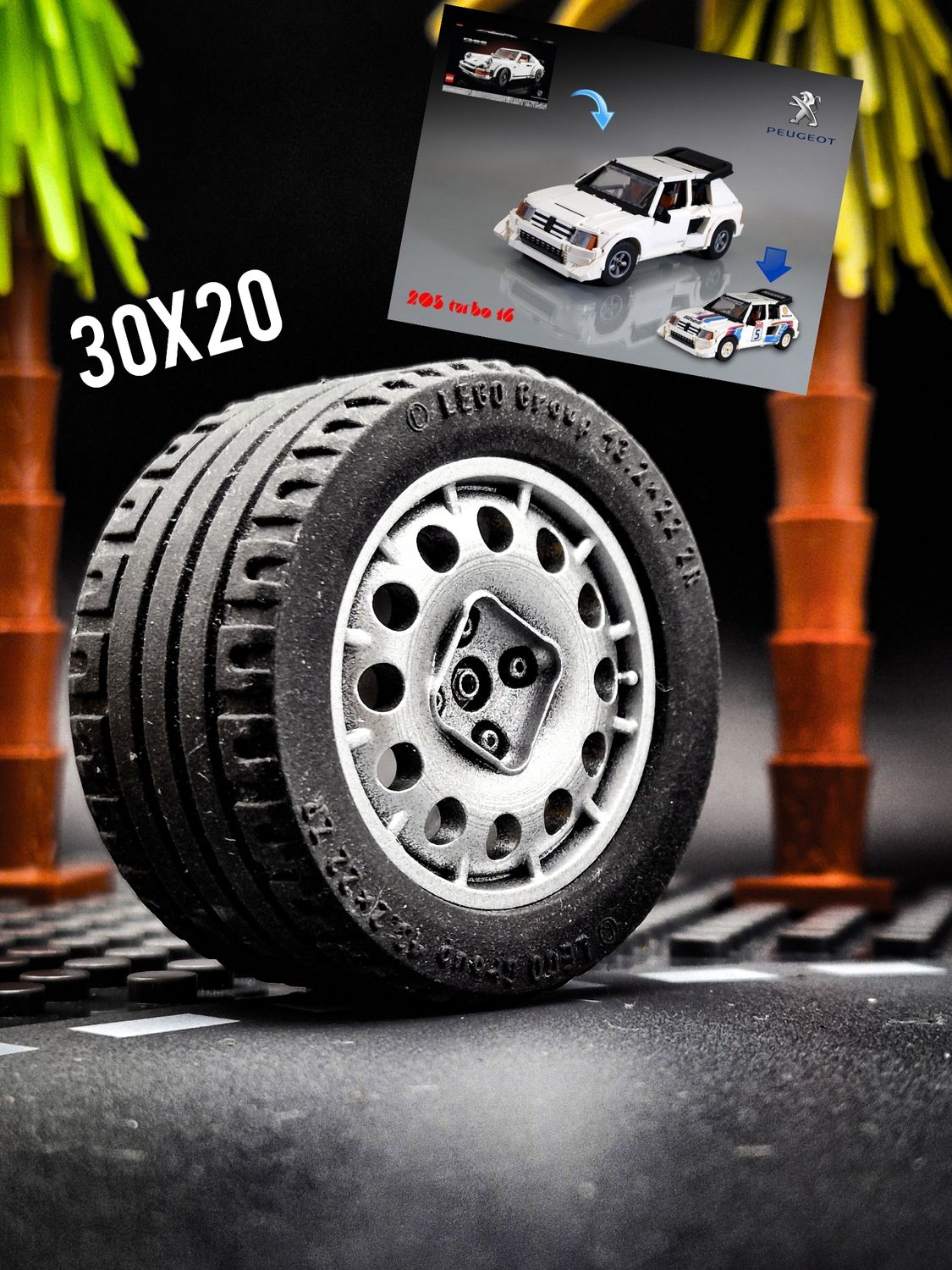 4x 30x20 Peugeot 205 t16 rallye