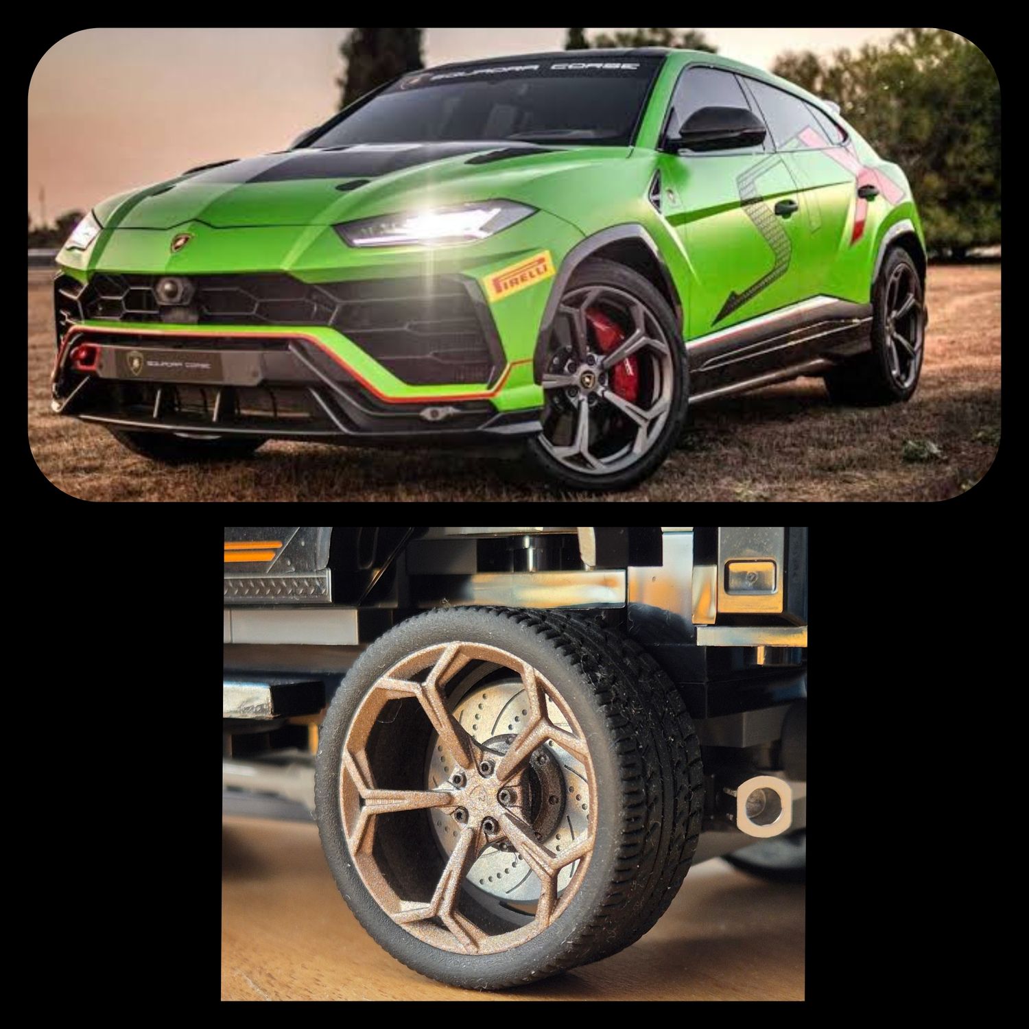 Lamborghini Urus,  Set of 4 wheels, discs, and specific tires (total diameter 33x14)
