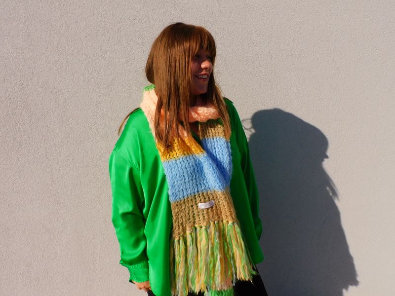 Clara sjaal - zalmroze &amp; beige