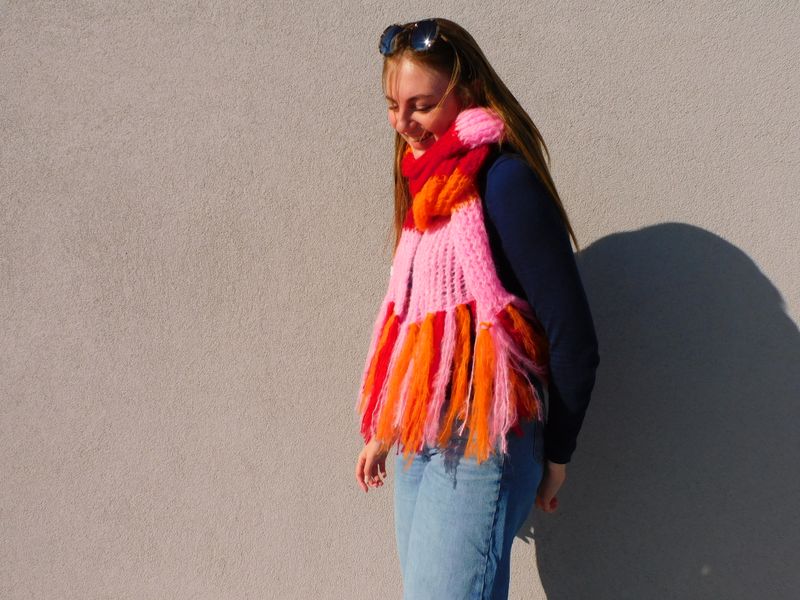 Clara sjaal - roze &amp; oranje