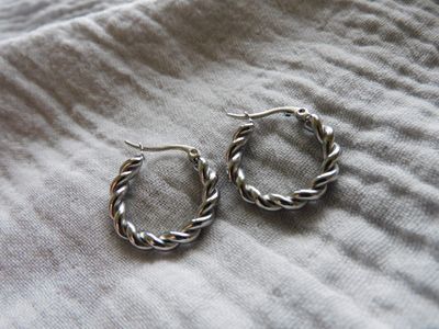 Double Twist oorbellen - zilver
