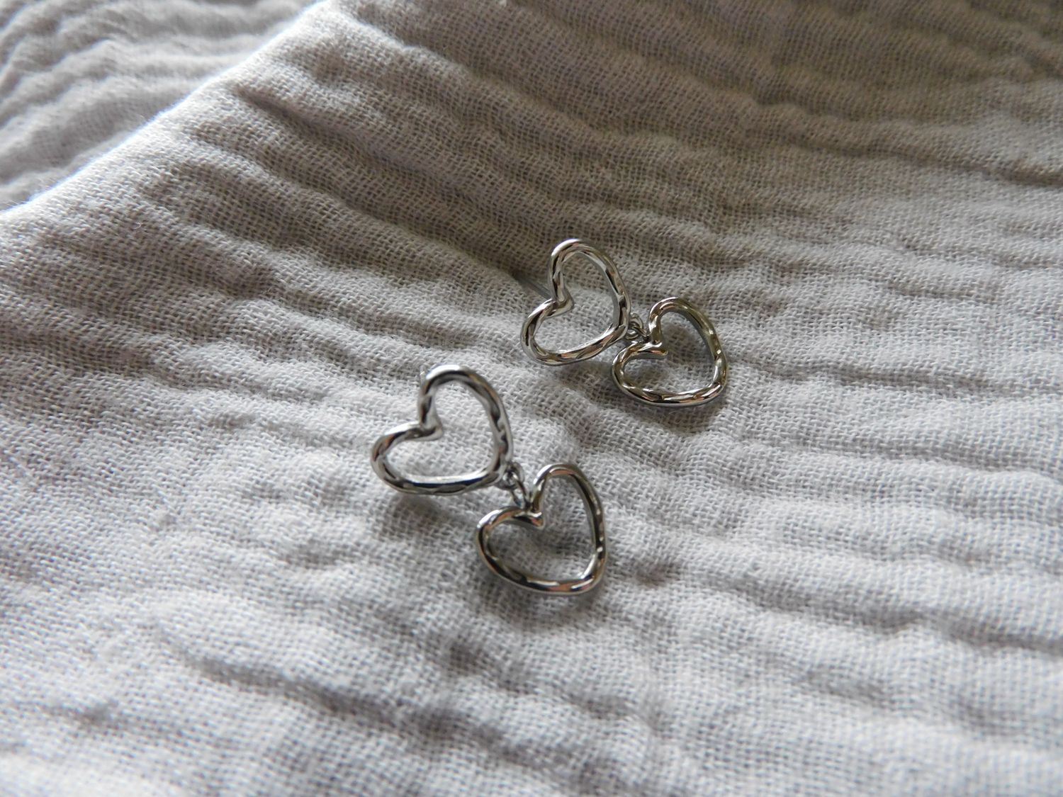 Double Love oorbellen - zilver