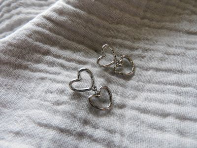 Double Love oorbellen - zilver