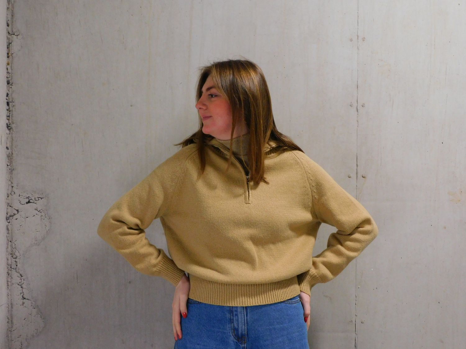 Noor trui - beige met rits