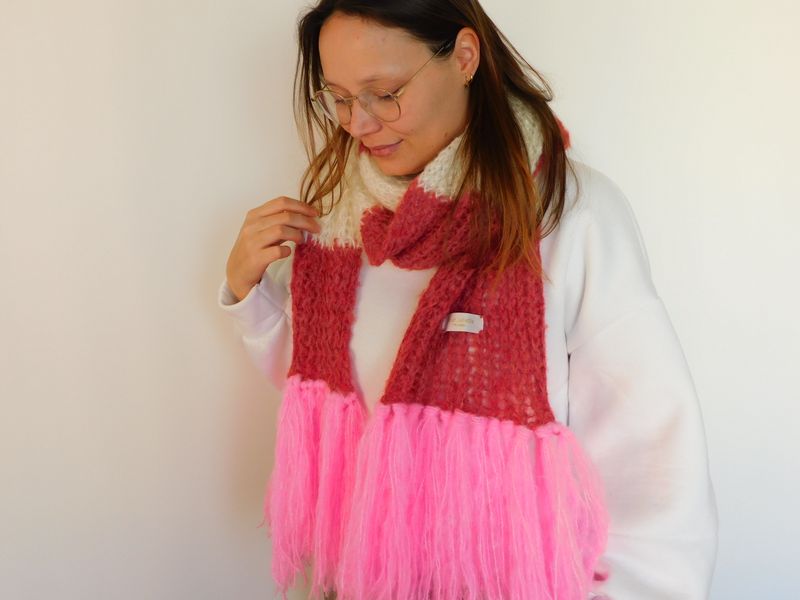Clara sjaal - koraalrood &amp; felroze