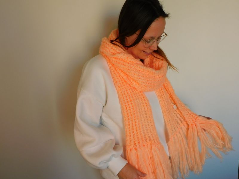 Clara sjaal - zalmroze