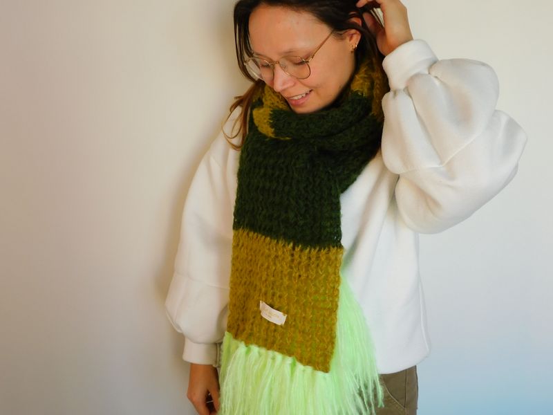 Clara sjaal - kaki &amp; felgroen