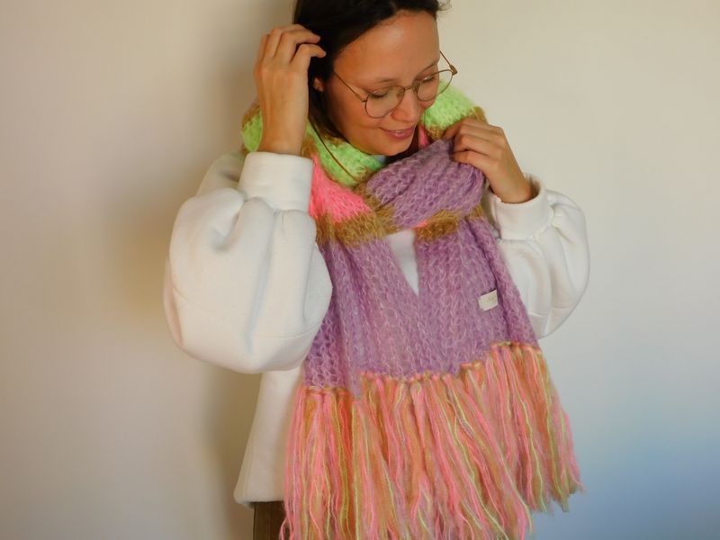 Clara sjaal - pastelpaars &amp; felroze