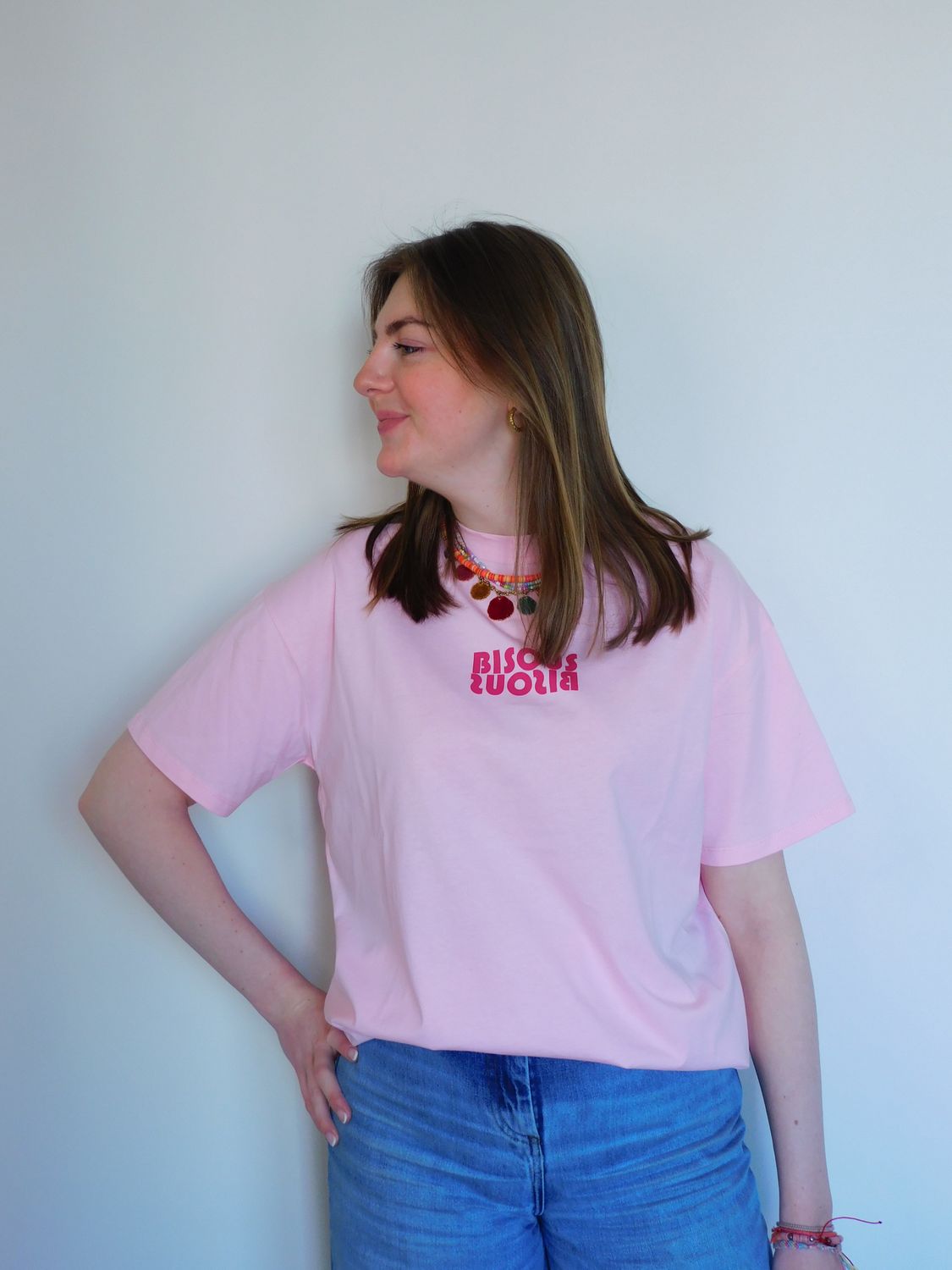 Pink Bisous t-shirt - lichtroze