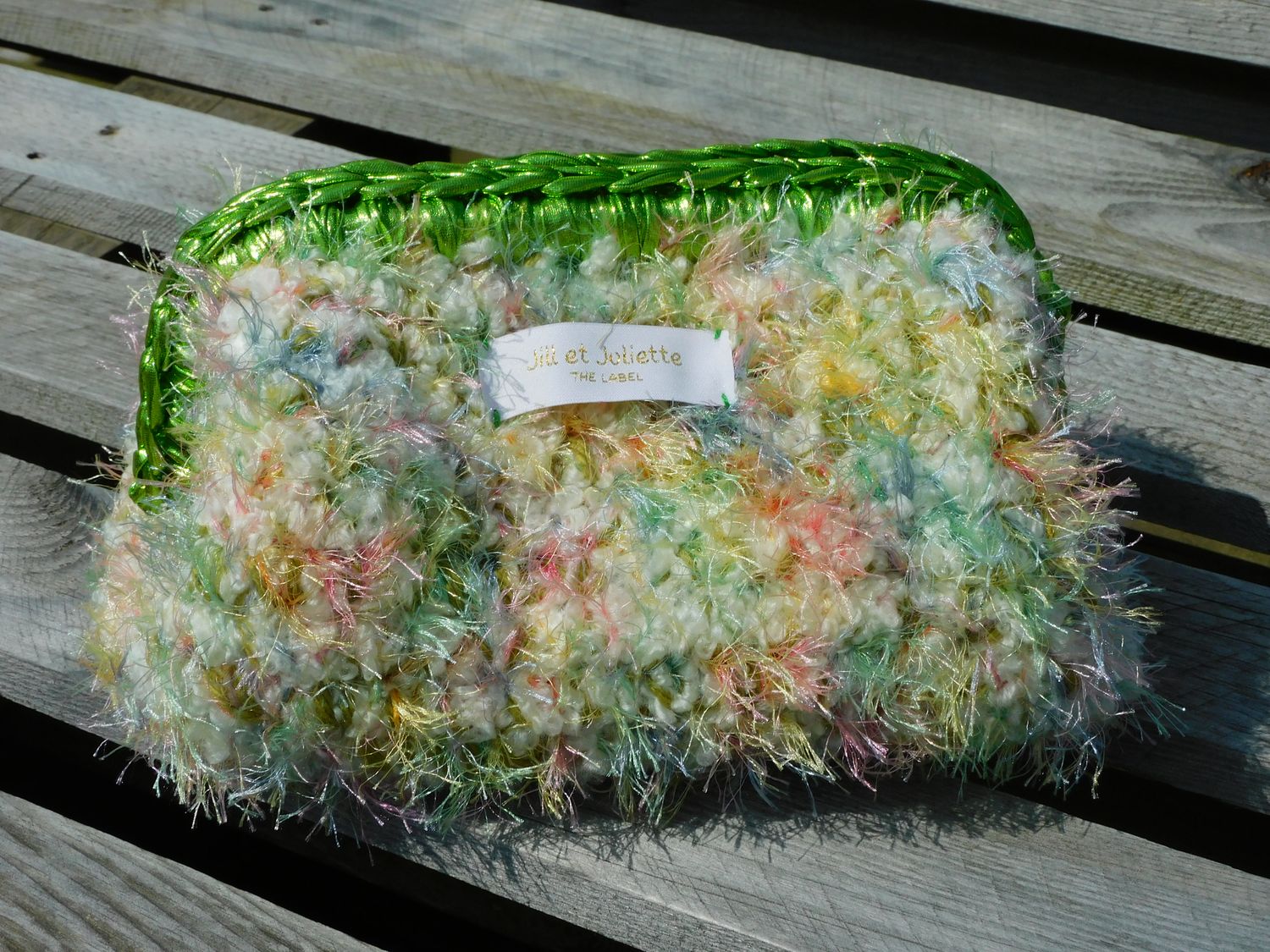 Feather Heather Metallic tas - wit &amp; groen - small