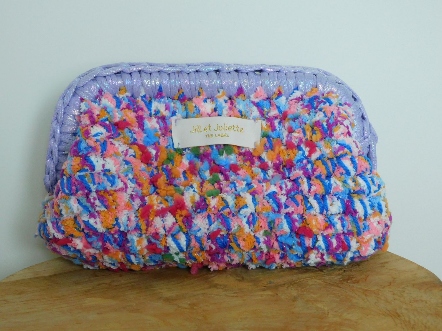 Recycled Ruby Metallic tas - multi &amp; paars - small
