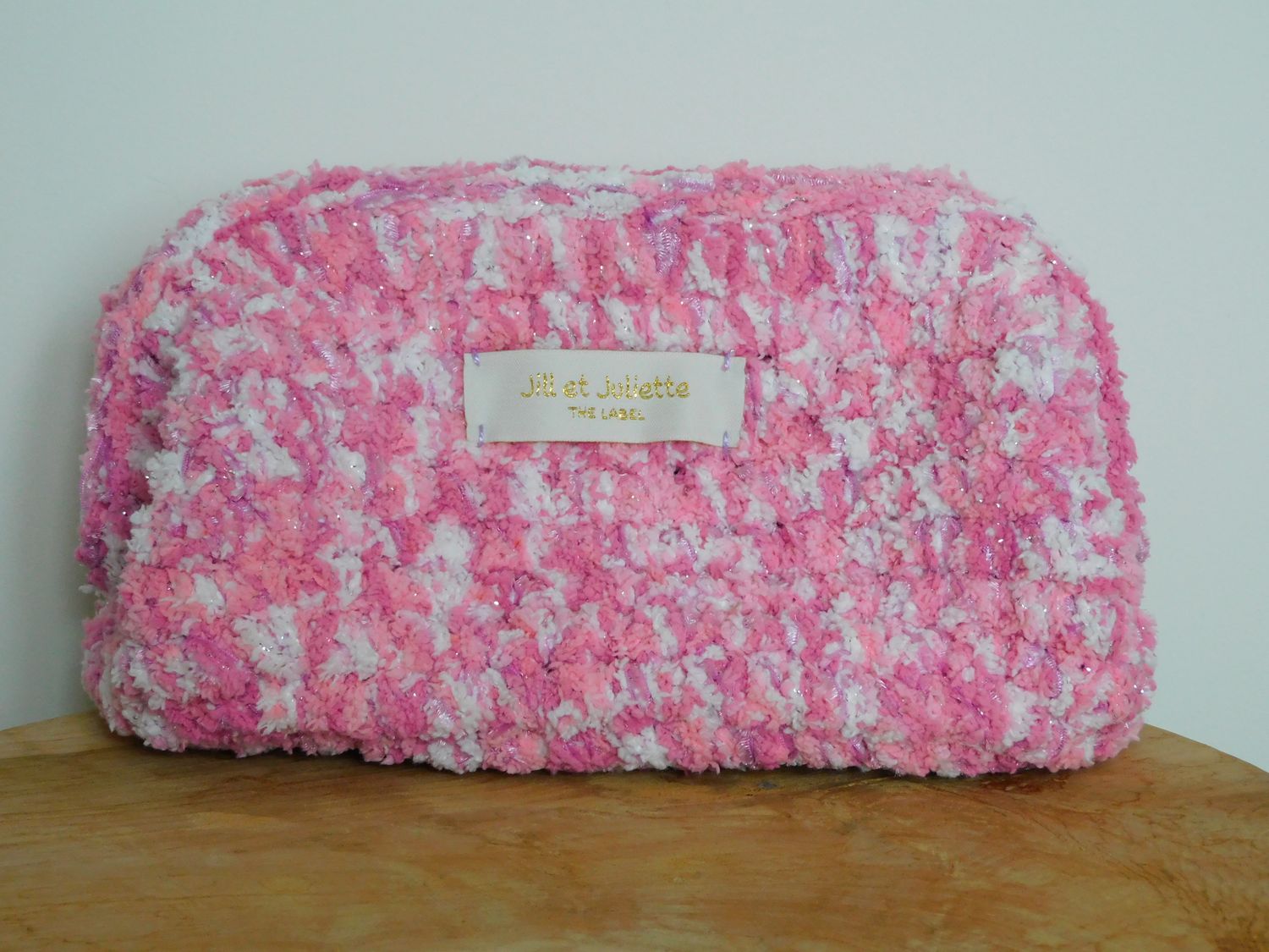 Fluffy Féline tas - roze &amp; wit - small
