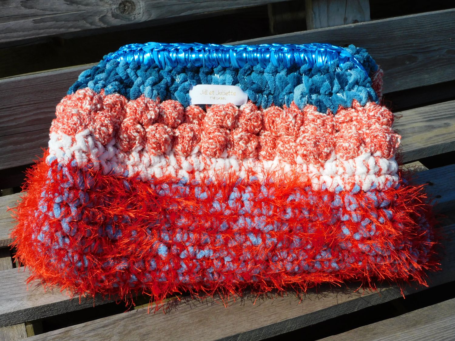 Recycled Ruby Metallic tas - rood &amp; blauw - large