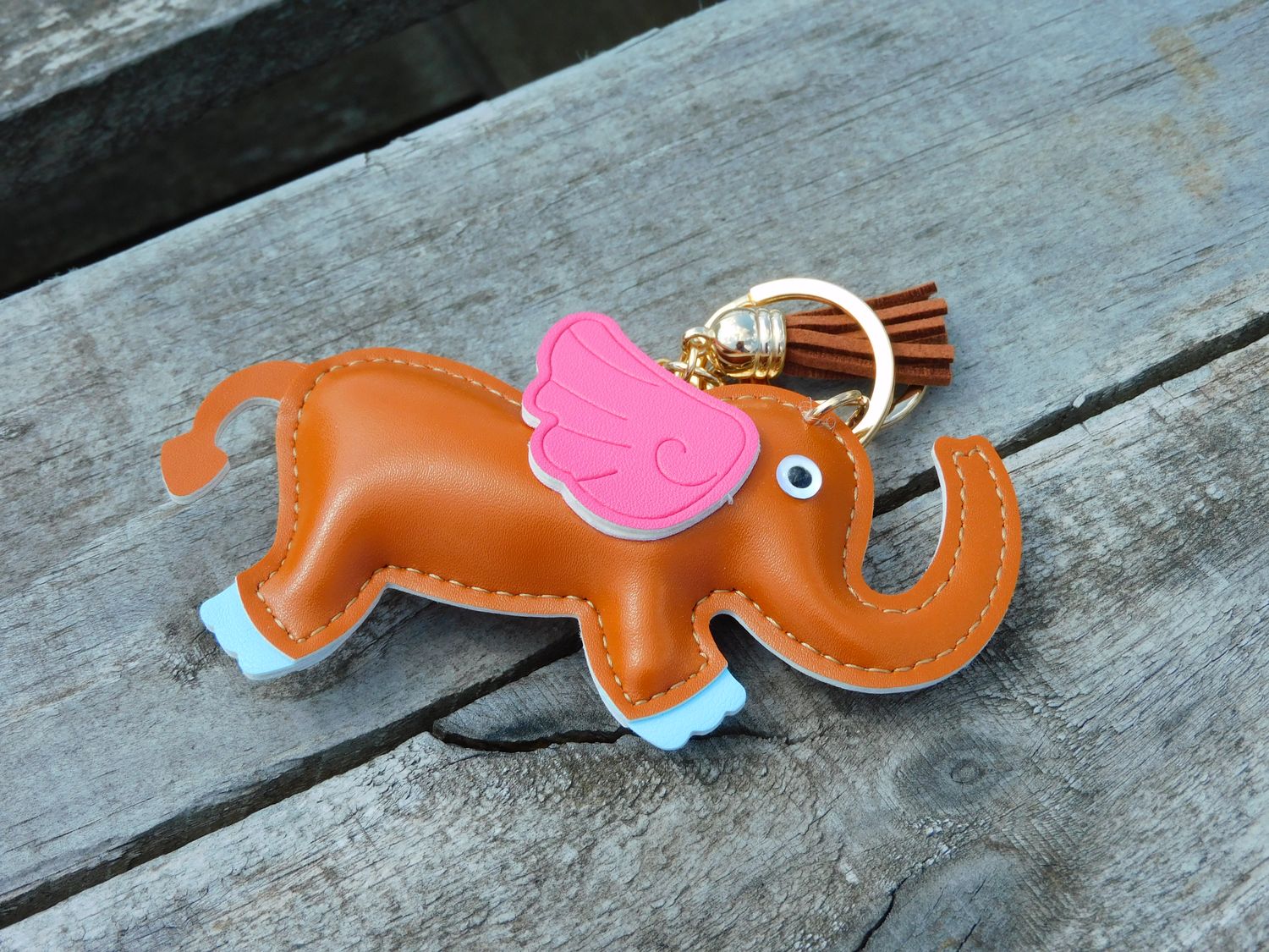 Olifant bag charm - bruin