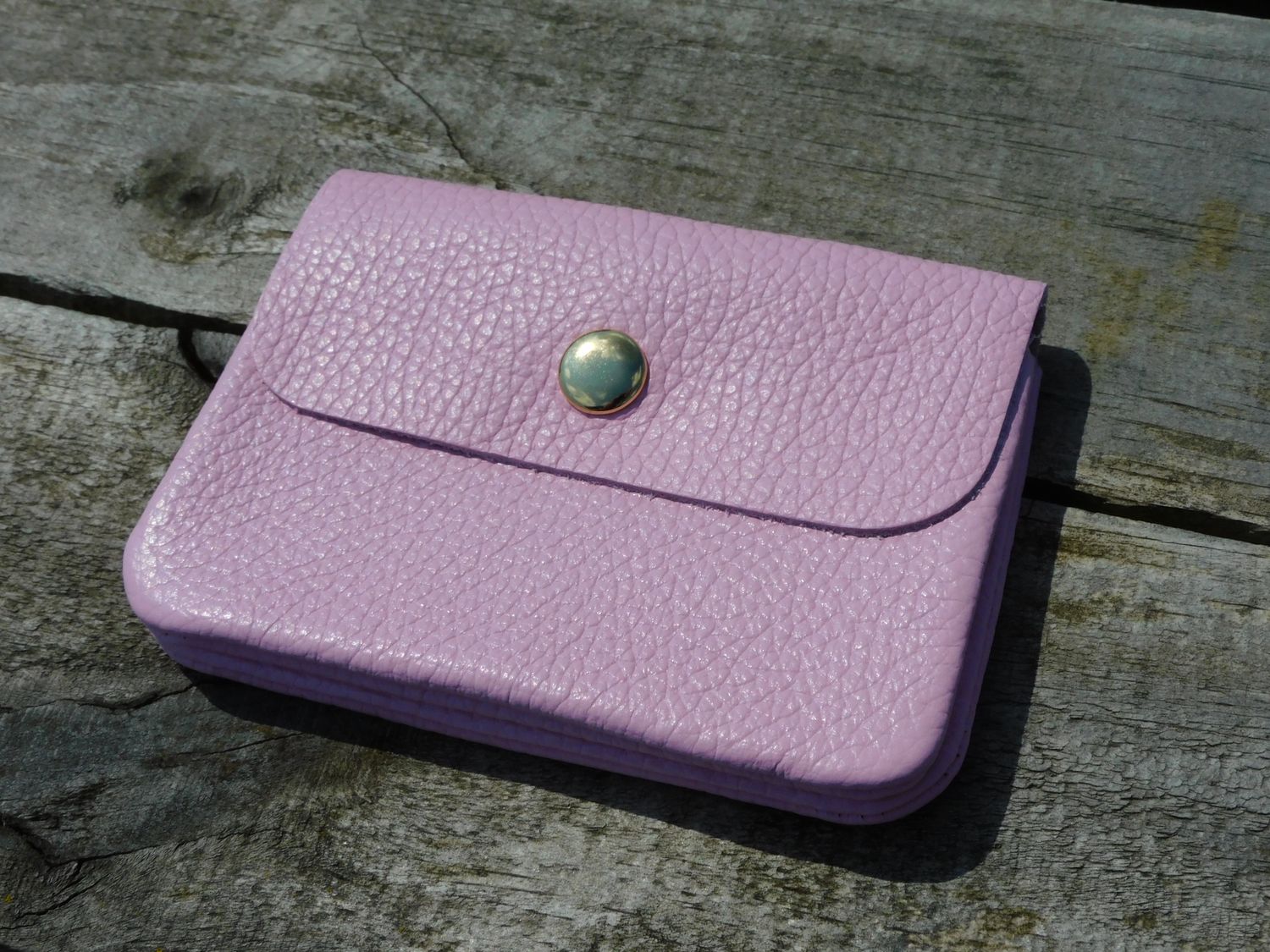 Leder portefeuille - babyroze