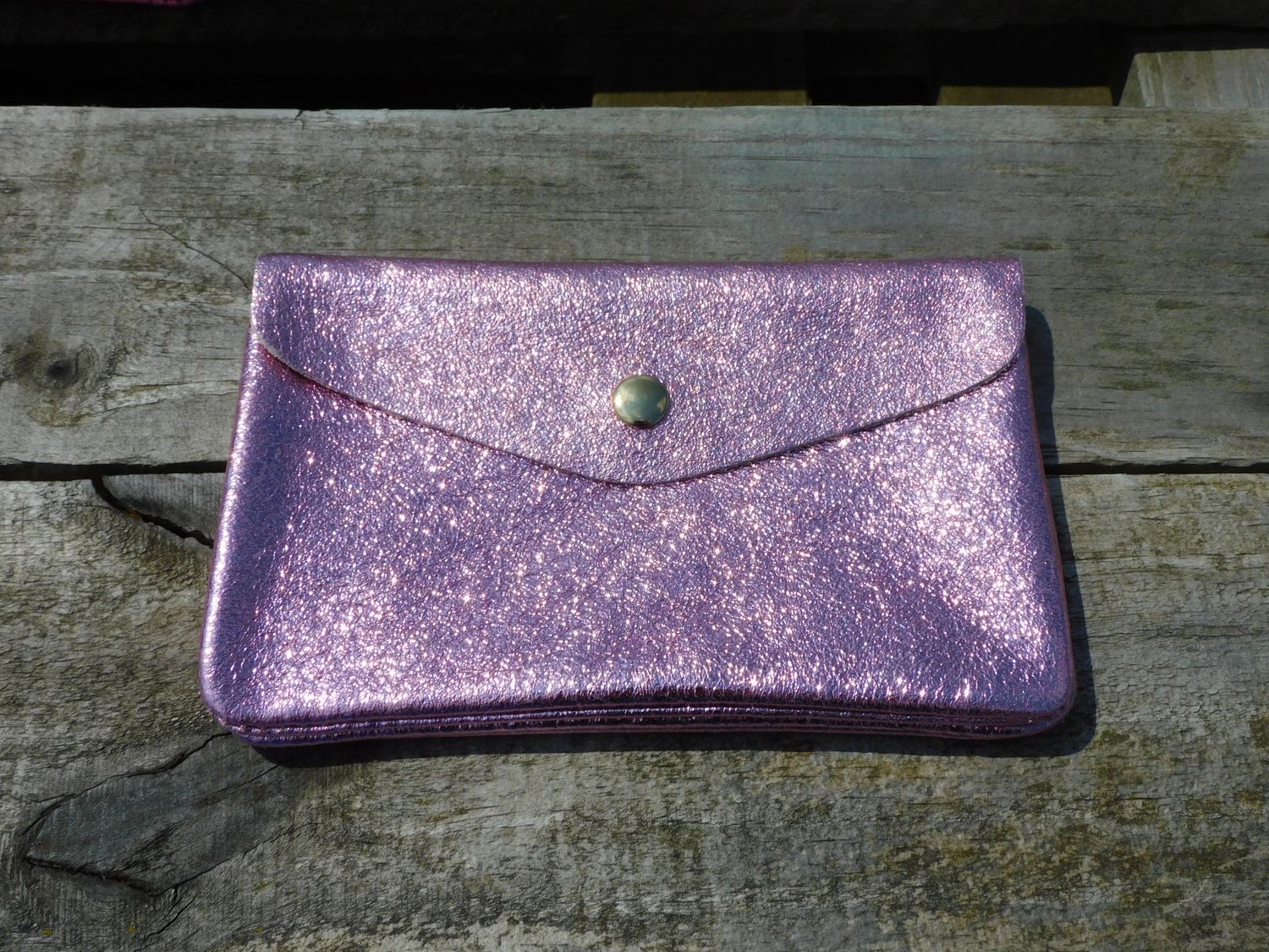 Metallic portefeuille - lichtroze