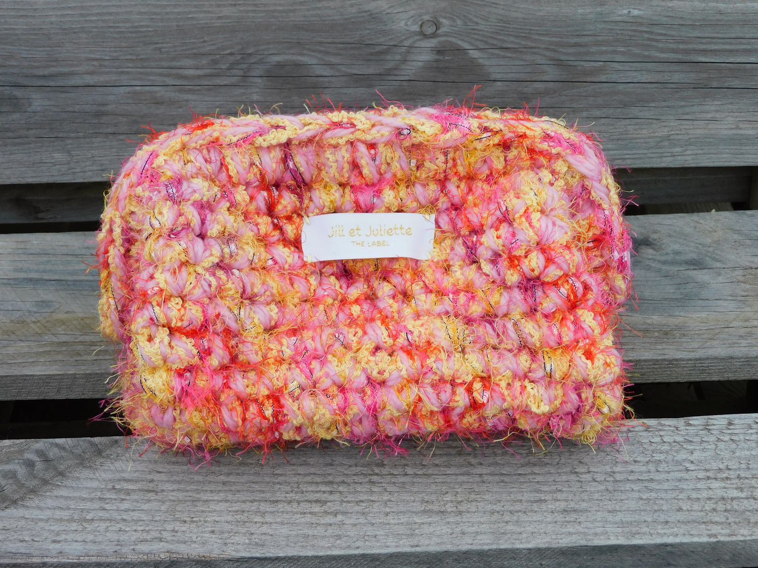 Feather Heather tas - roze &amp; geel - small