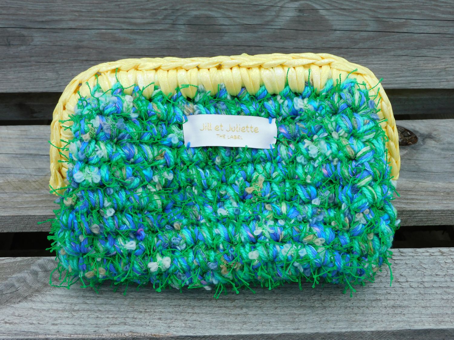 Recycled Ruby Metallic tas - groen &amp; geel - small