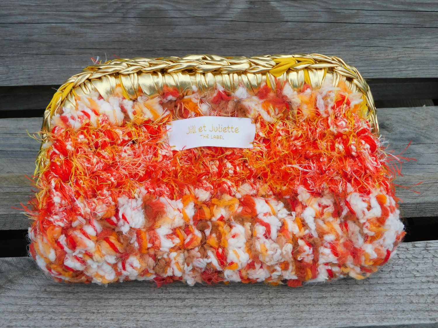 Fluffy Féline Metallic tas - rood &amp; geel - small