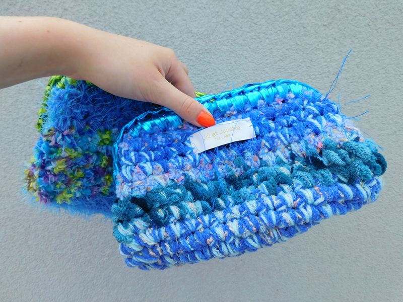 Recycled Ruby Metallic tas - blauw - small