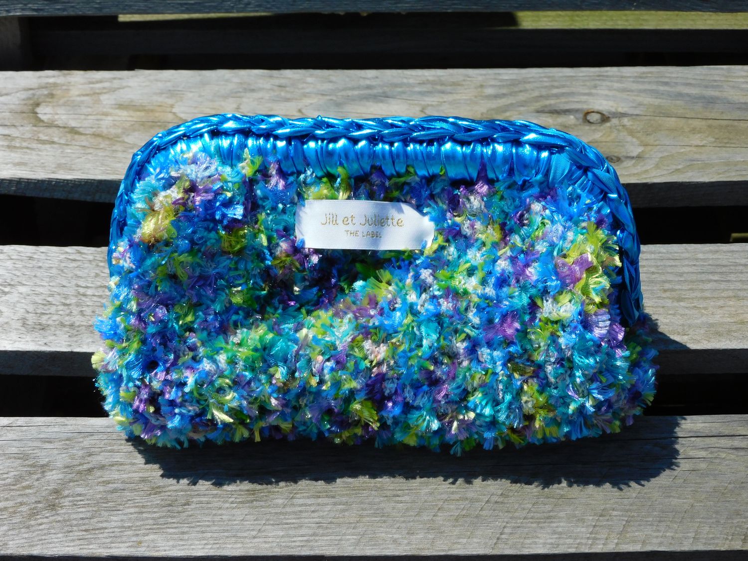 Fluffy Féline Metallic tas - blauw &amp; groen - small