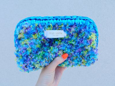Fluffy Féline Metallic tas - blauw &amp; groen - small