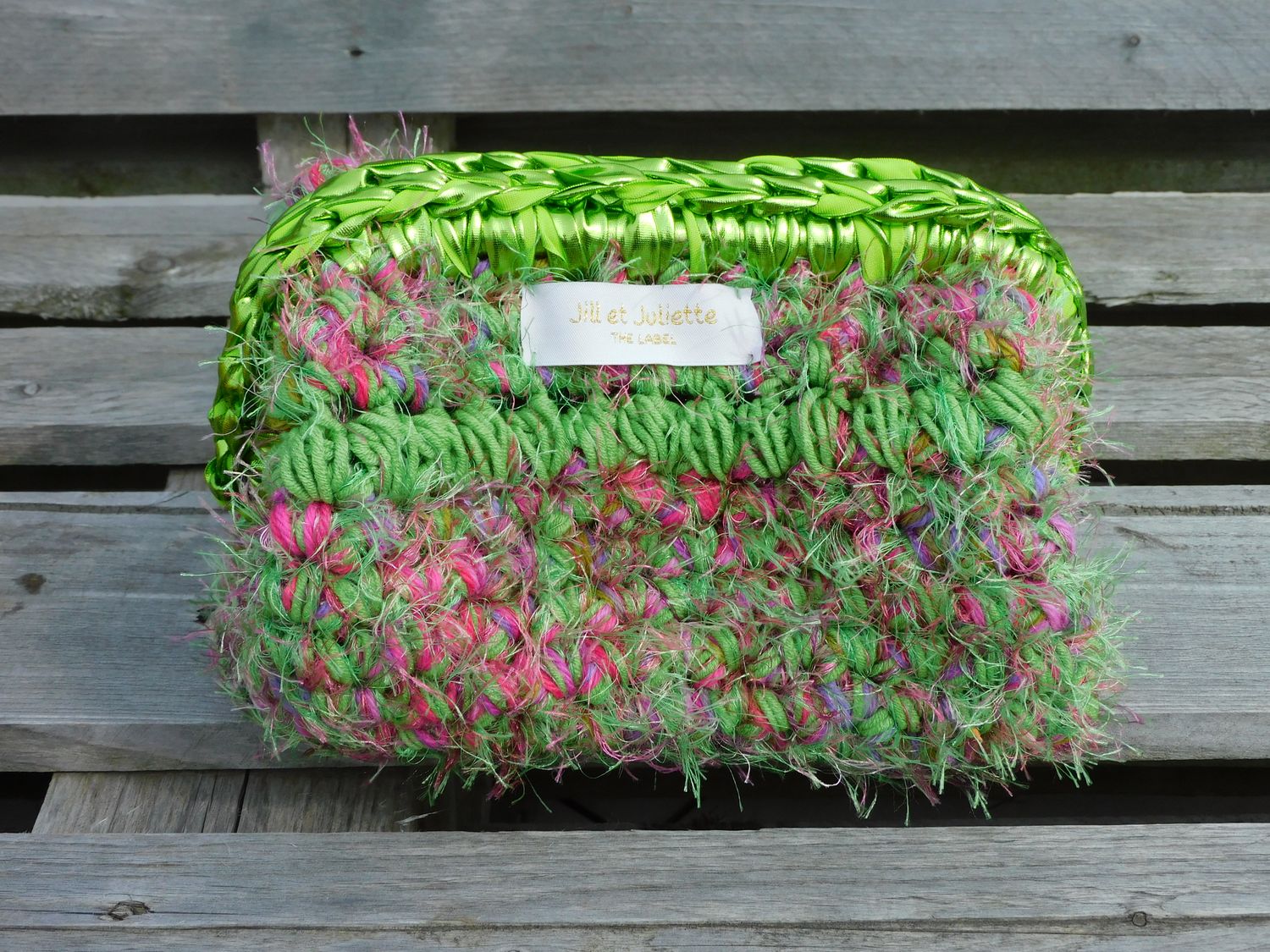 Feather Heather Metallic tas - groen &amp; fuchsia - small