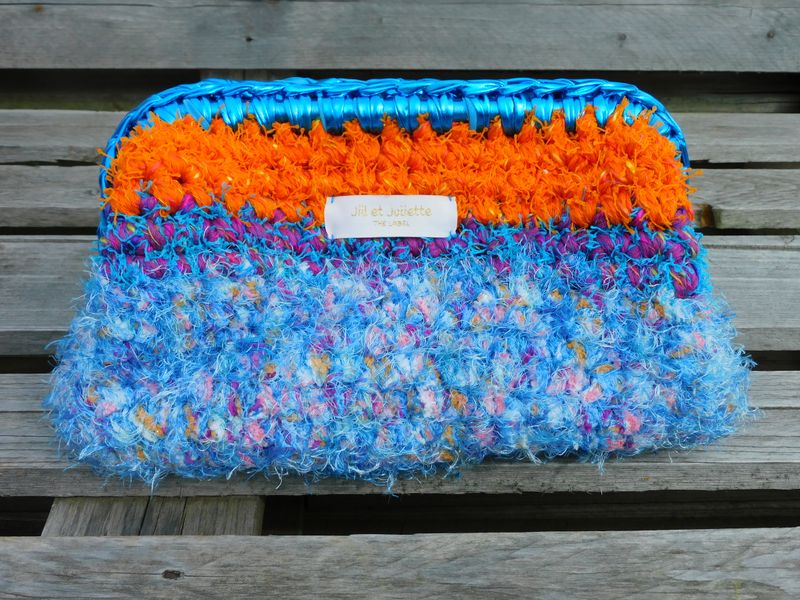 Recycled Ruby Metallic tas - paars &amp; oranje - medium