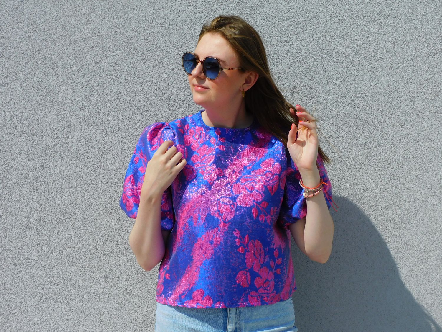 Paulette blouse - blauw jacquard