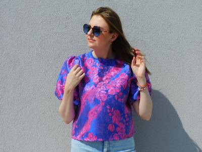 Paulette blouse - blauw jacquard