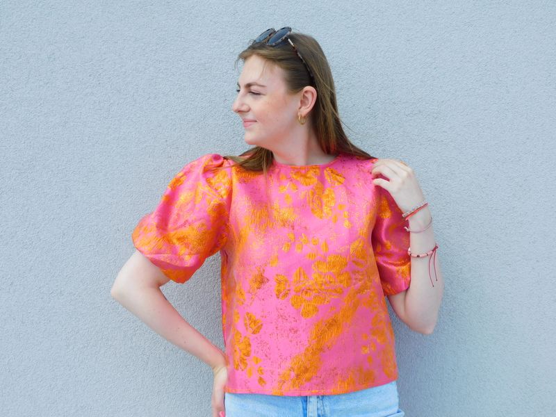 Paulette blouse - roze jacquard