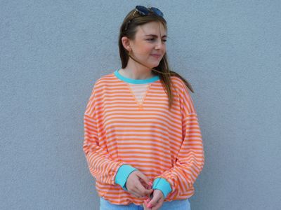 Perla sweater - oranje &amp; turquoise
