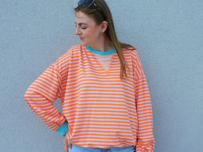 Perla sweater - oranje &amp; turquoise