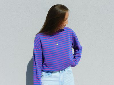 Tara t-shirt - lange mouwen - paars gestreept