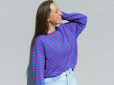 Tara t-shirt - lange mouwen - paars gestreept