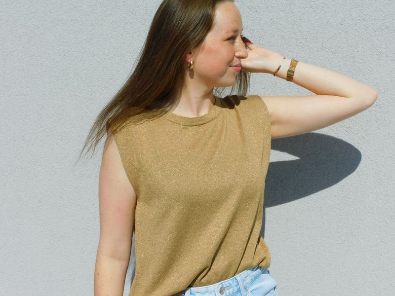 Mylène top - camel glitter