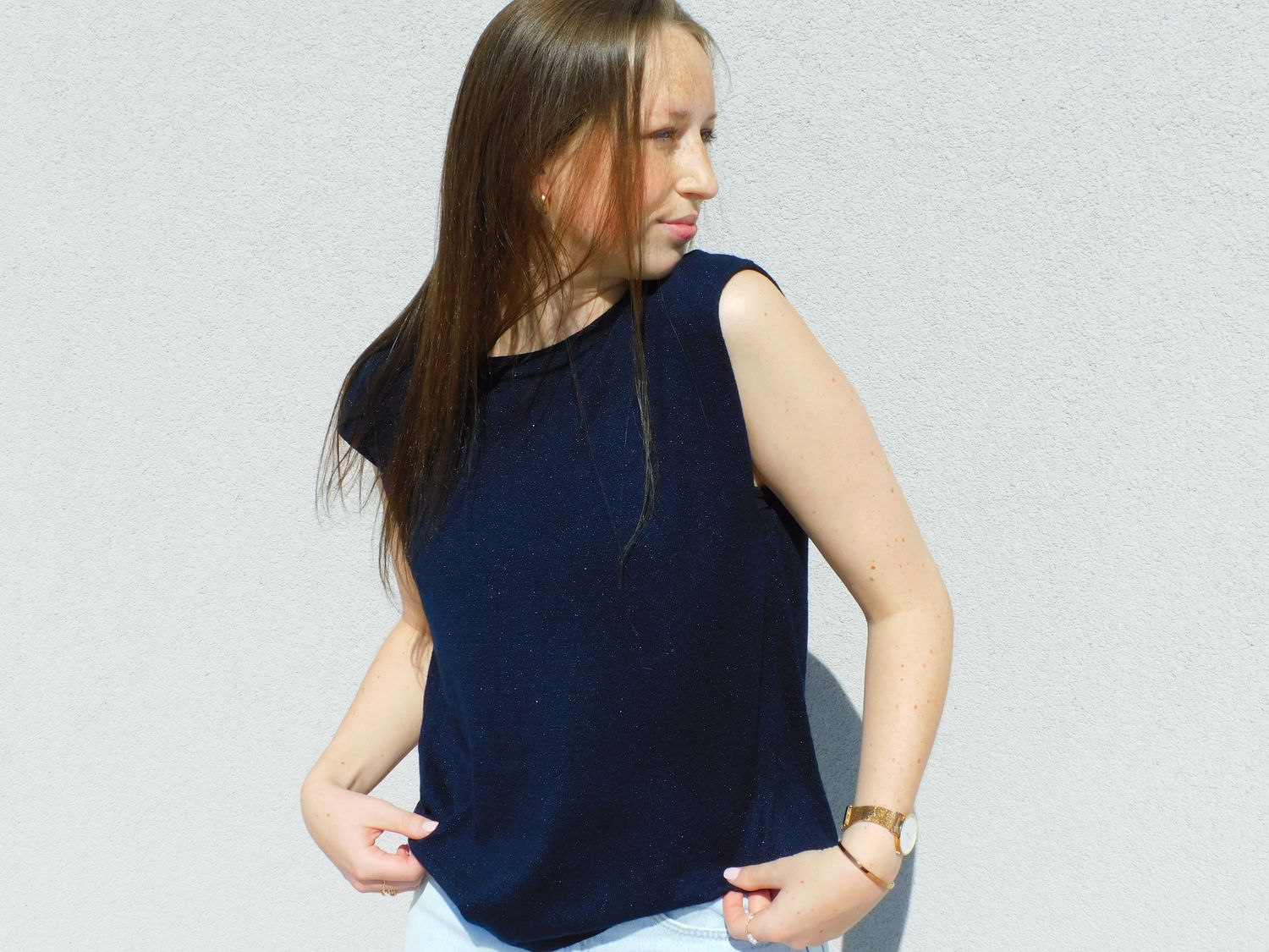 Mylène top - donkerblauw glitter