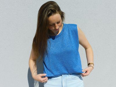 Mylène top - blauw glitter
