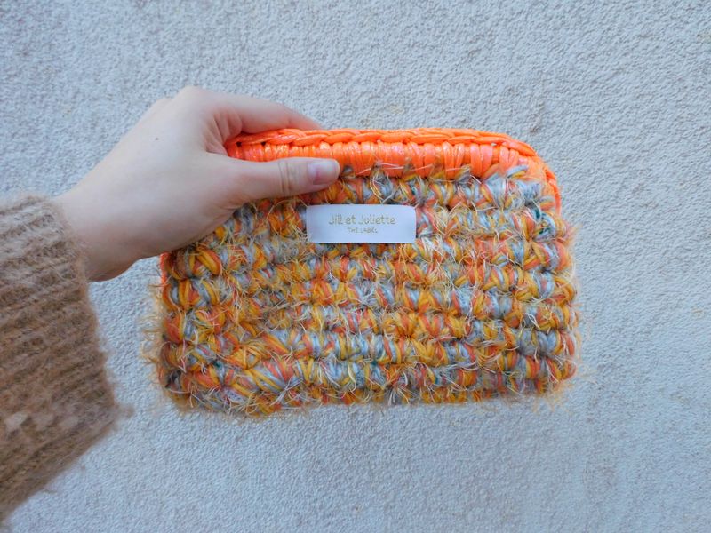 Recycled Ruby Metallic tas - oranje &amp; grijs - small