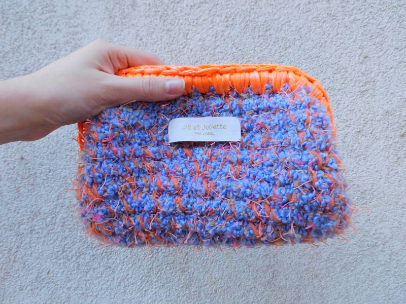 Fluffy Féline Metallic tas - lila &amp; oranje - small