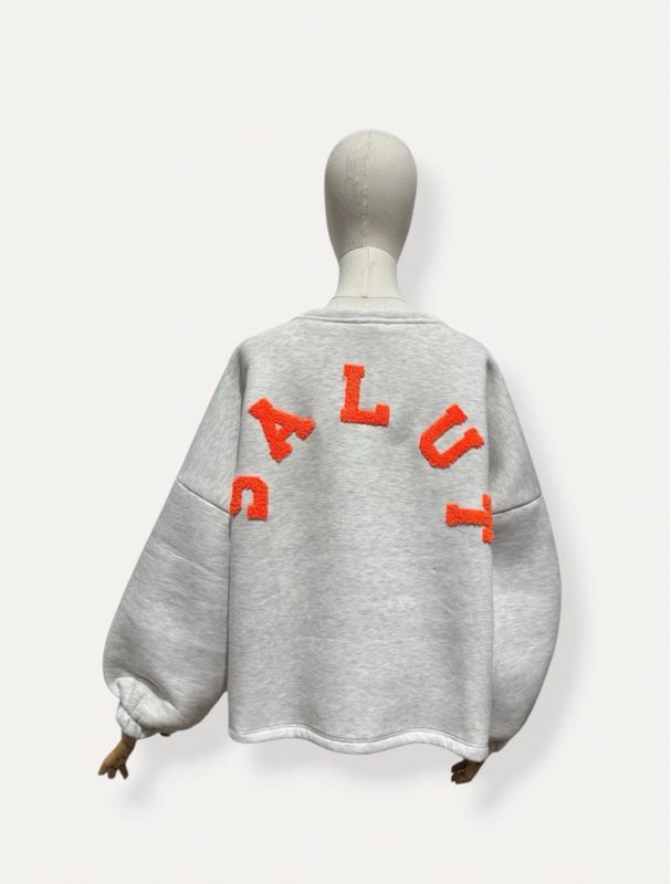 Salut sweater - grijs met oranje